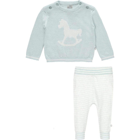 The Little Tailor Baby Boys Knitted Pale Blue Jumper and Leggings