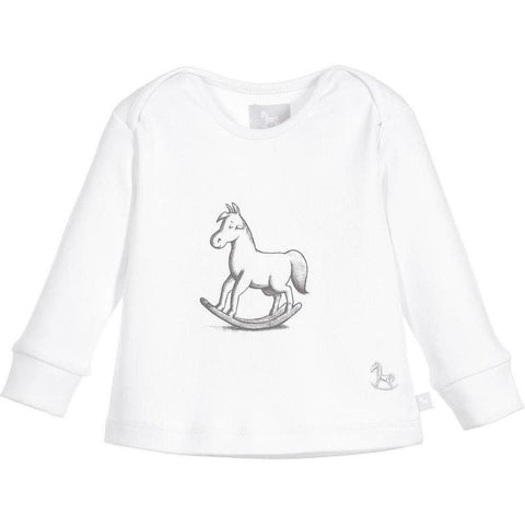 The Little Tailor White Rocking Horse Top and Knitted Leggings