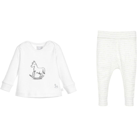 The Little Tailor White Rocking Horse Top and Knitted Leggings