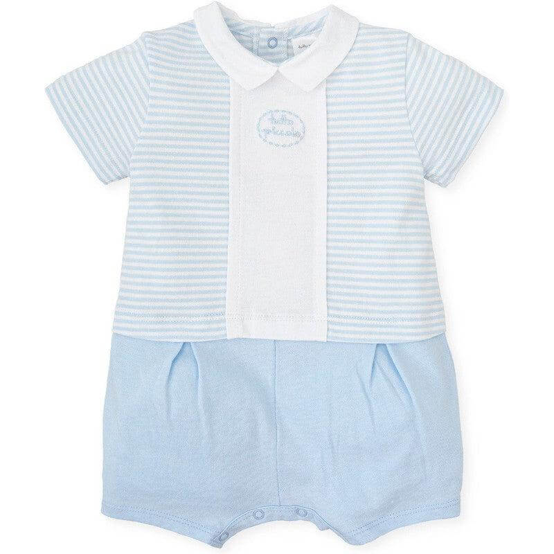 Tutto Piccolo Boys Pale Blue And White Romper