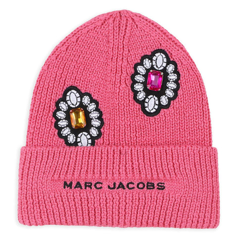 Marc Jacobs Girls Pink Jewelled Knit Hat