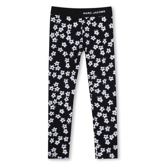 Girls Black Flower Leggings
