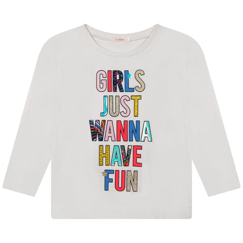 Billieblush Girls Ivory Fun Print Long Sleeve T-Shirt