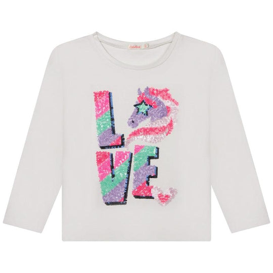 Girls Ivory Unicorn Long Sleeve T-Shirt