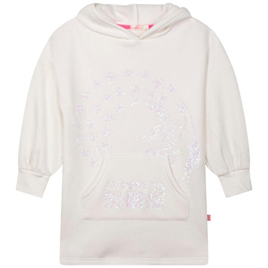 Girls White Fleece Hooded Dress