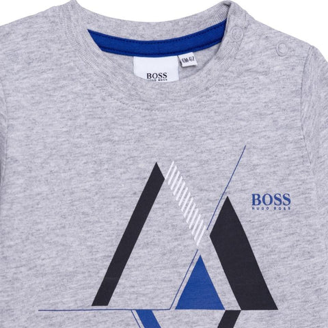 BOSS Baby Boys Grey Triangle Long Sleeve T-Shirt