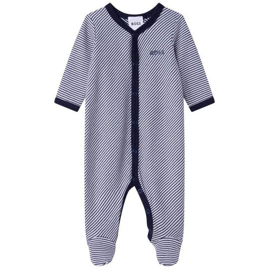 Baby Boys Navy Stripe Babygrow