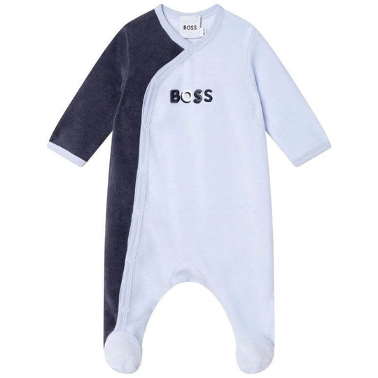 Baby Boys Velour Babygrow