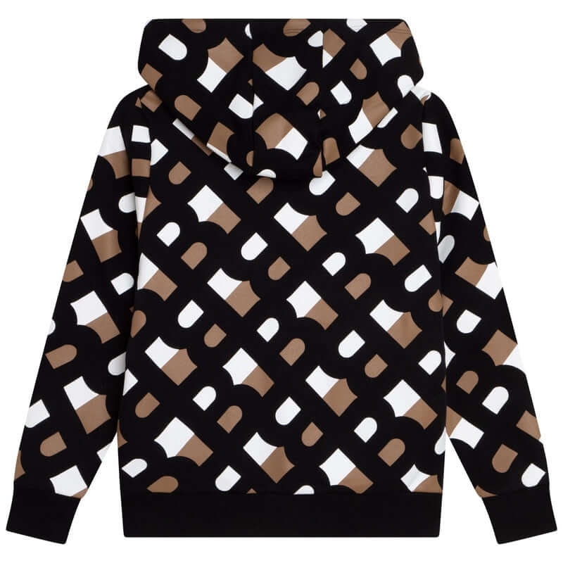 BOSS Boys Black Graphic Hooded Sweatshirt
