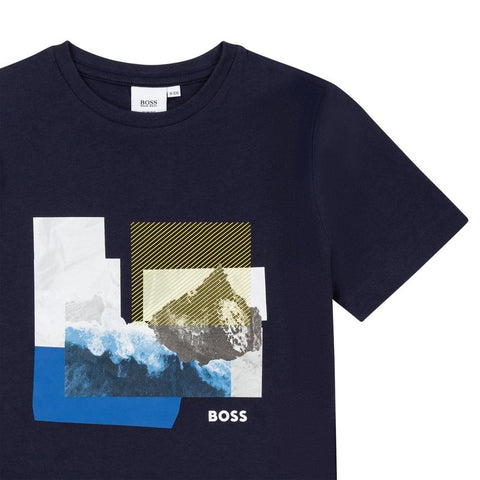 BOSS Boys Black Print T-Shirt