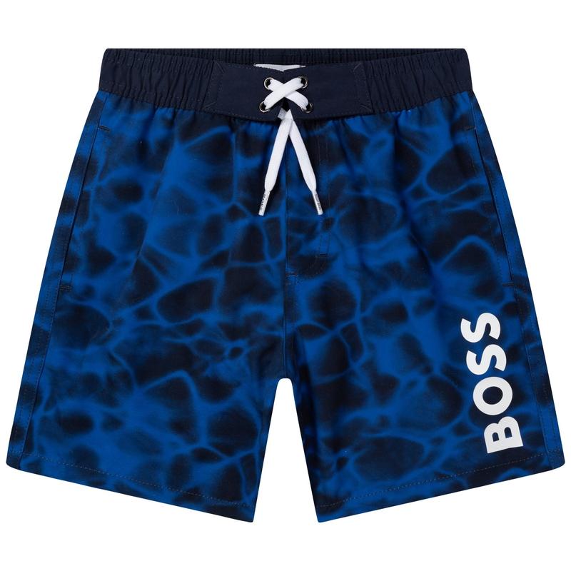 BOSS Boys Blue Logo Swim Shorts