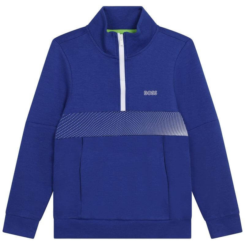 BOSS Boys Blue Zip Up Sweatshirt