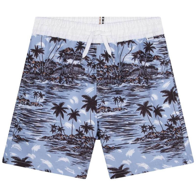 BOSS Boys Palm Tree Swim Shorts