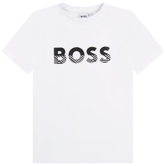 Boys White Boss Logo T-Shirt