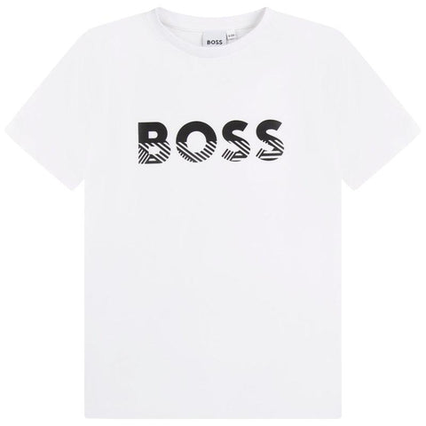 BOSS Boys White Boss Logo T-Shirt
