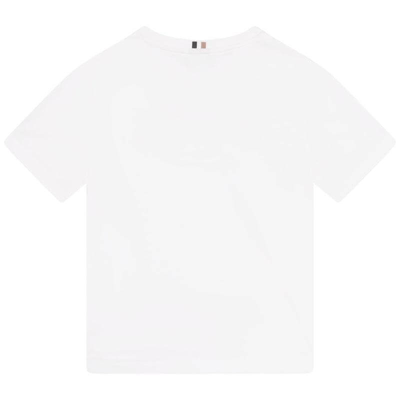 BOSS Boys White Logo Short Sleeve T-shirt