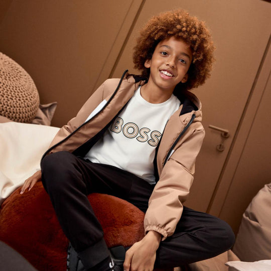 Boys White Long Sleeve Logo T-Shirt