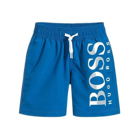BOSS boys Blue Logo Swimming Shorts