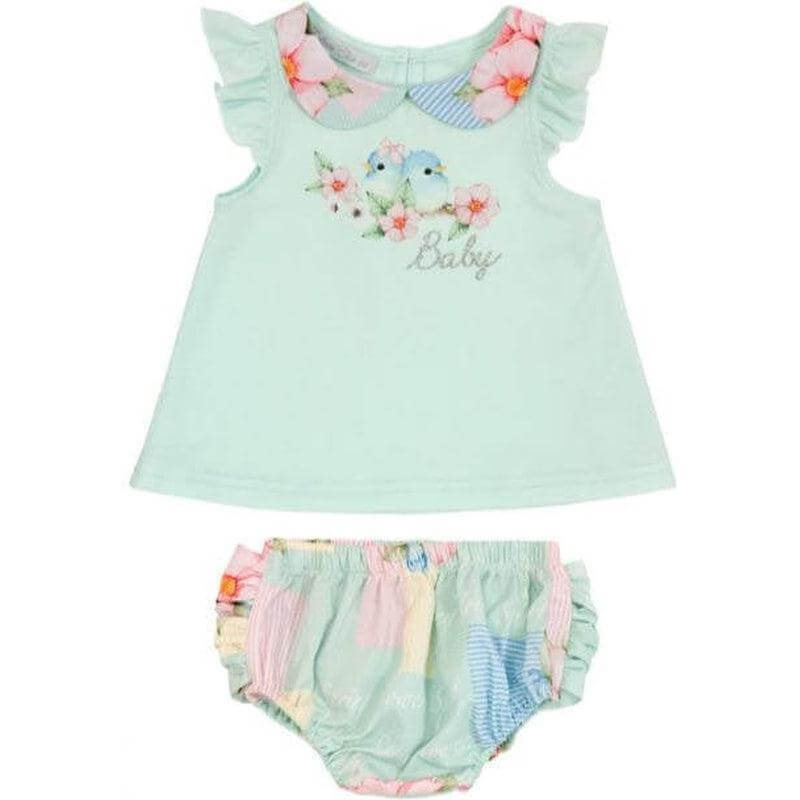 Balloon Chic Baby Girls Mint Green Bird Set