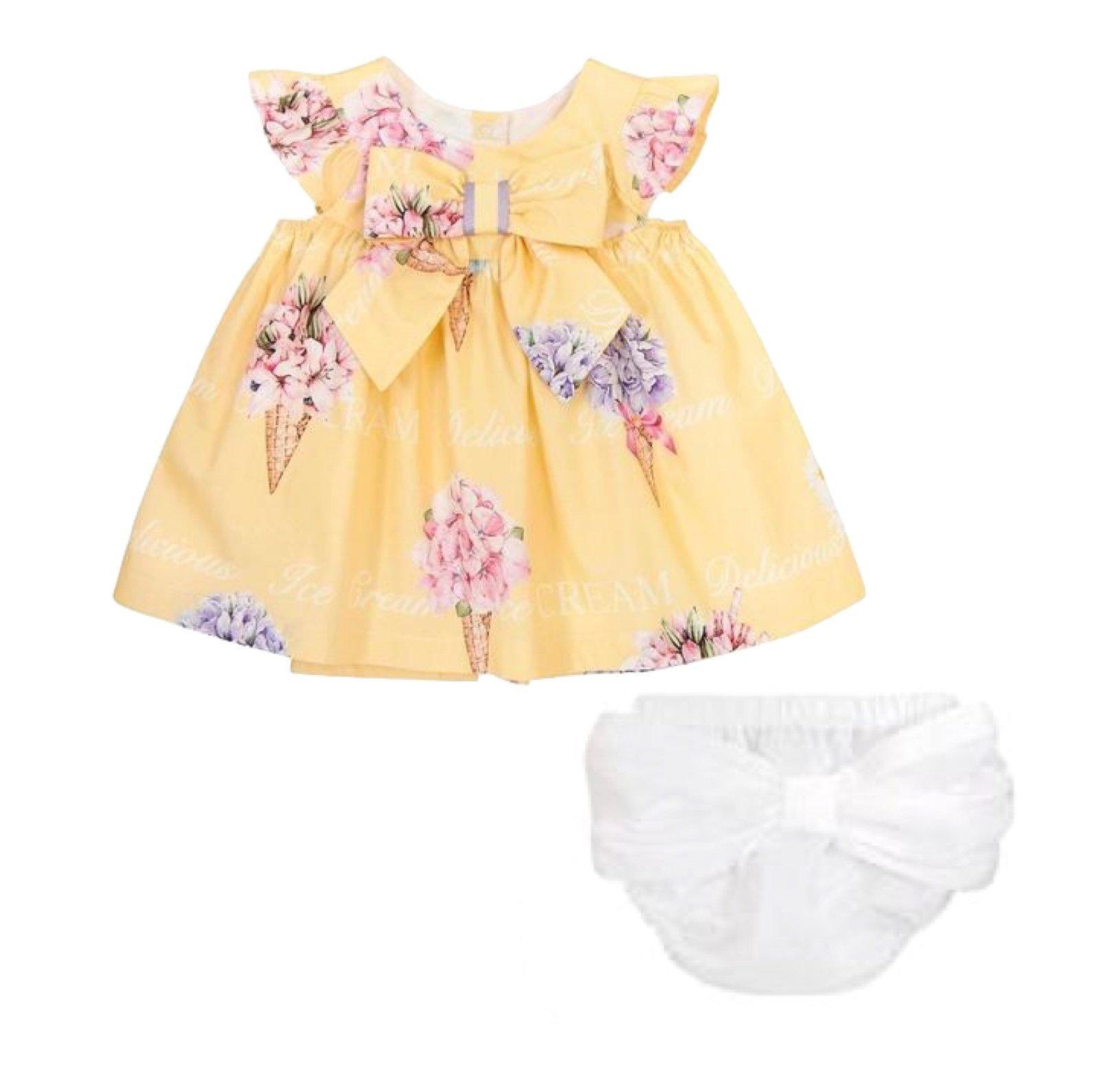 Balloon Chic Baby Girls Yellow Dress & Bloomer Set