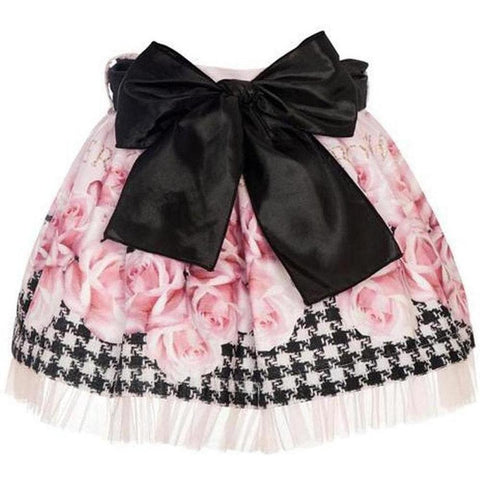 Balloon Chic Girls Black & Pink Rose Skirt