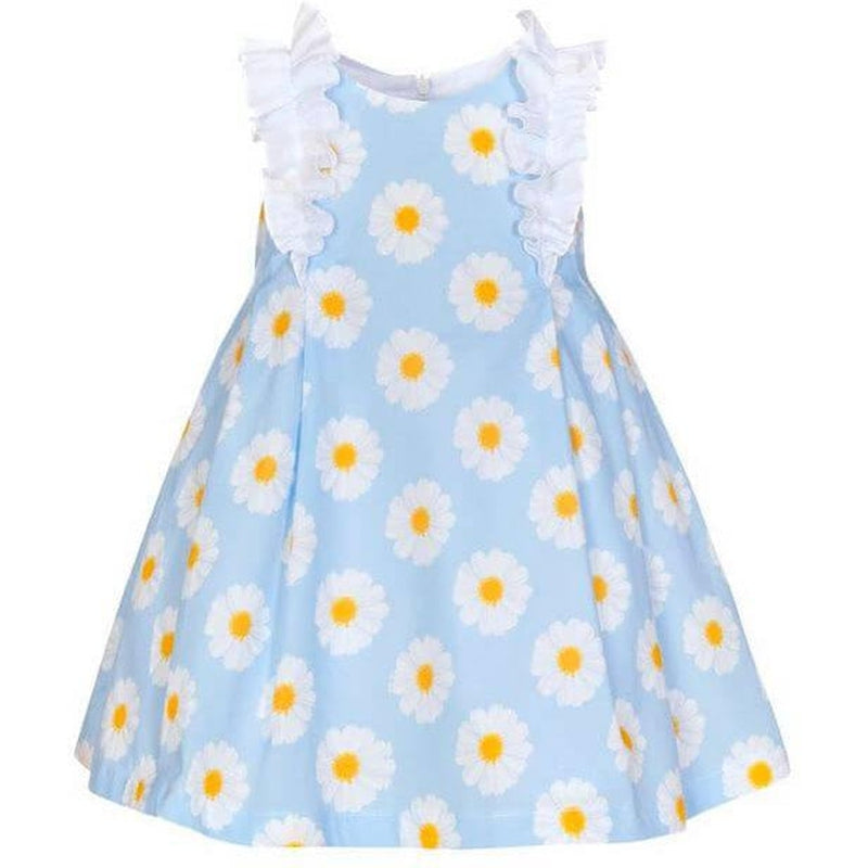 Balloon Chic Girls Blue Frill Sunflower Dress