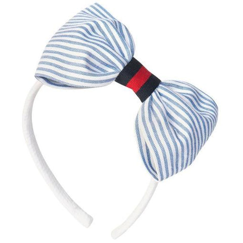 Balloon Chic Girls Blue Stripe Bow Headband