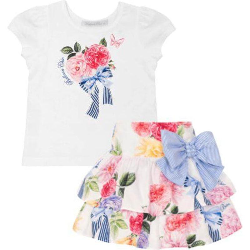 Balloon Chic Girls Floral Bow Skirt Set