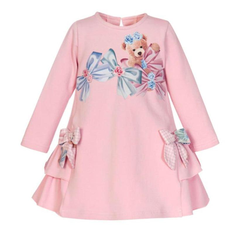 Balloon Chic Girls Pink Bear Bow Dress