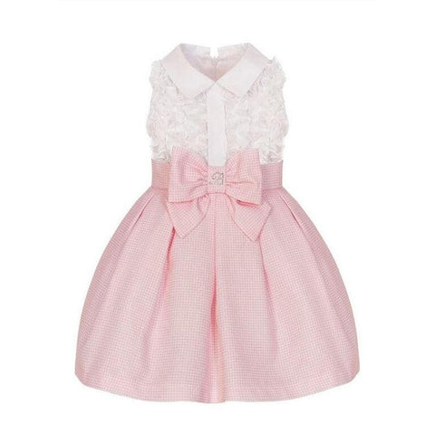 Balloon Chic Girls Pink Checked Ruffle Dress