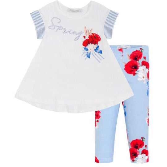 Girls Red Rose Legging Set