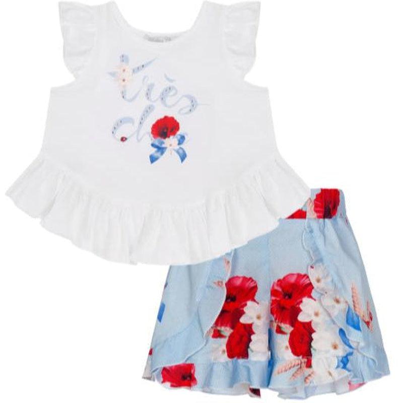 Balloon Chic Girls Red Rose Short Set