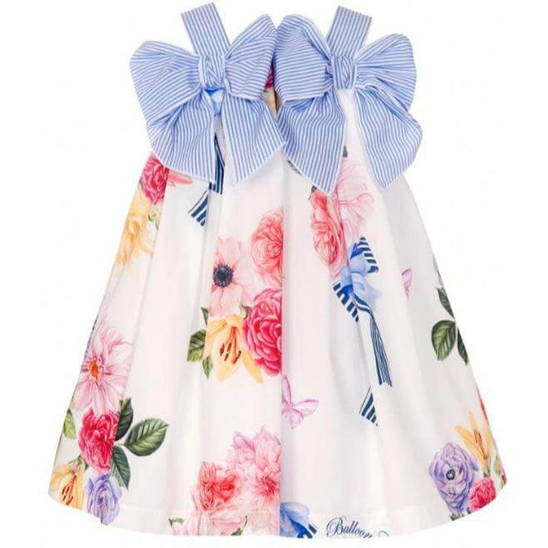 Balloon Chic Girls White Floral Dress