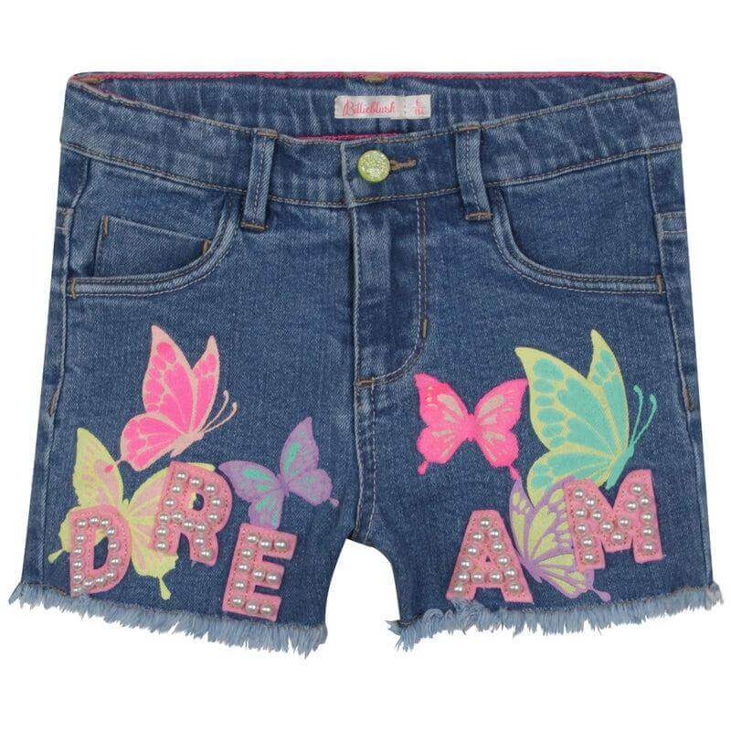 Billieblush Girls Blue Denim Butterfly Shorts