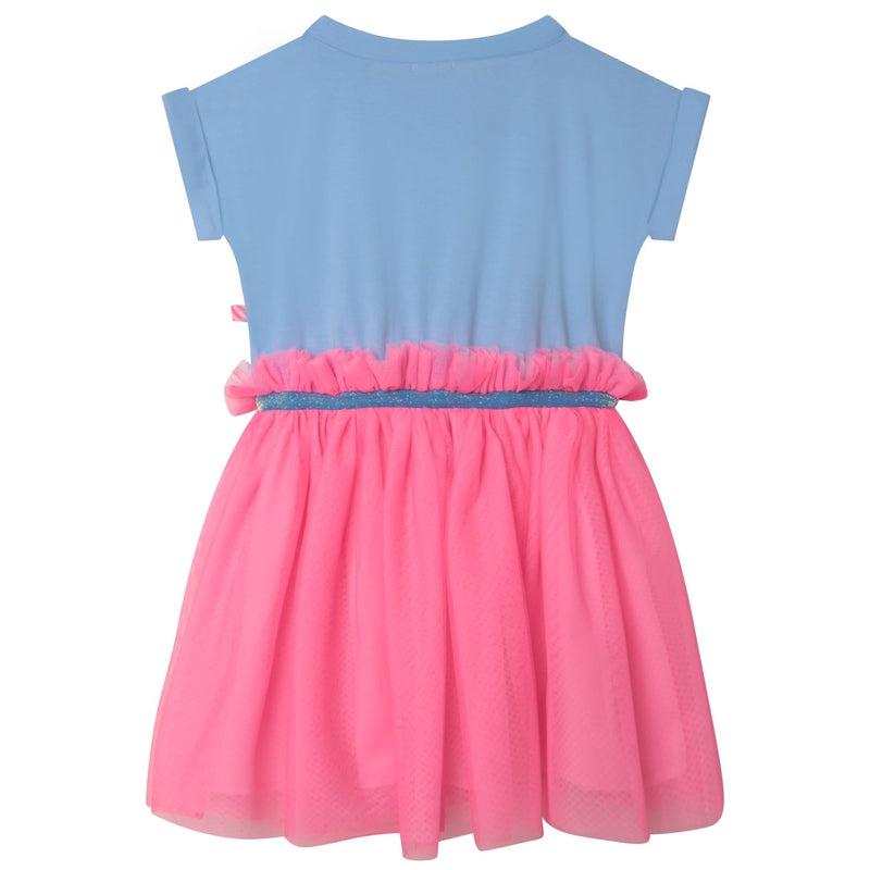 Billieblush Girls Blue & Pink Good Vibes Tulle Dress