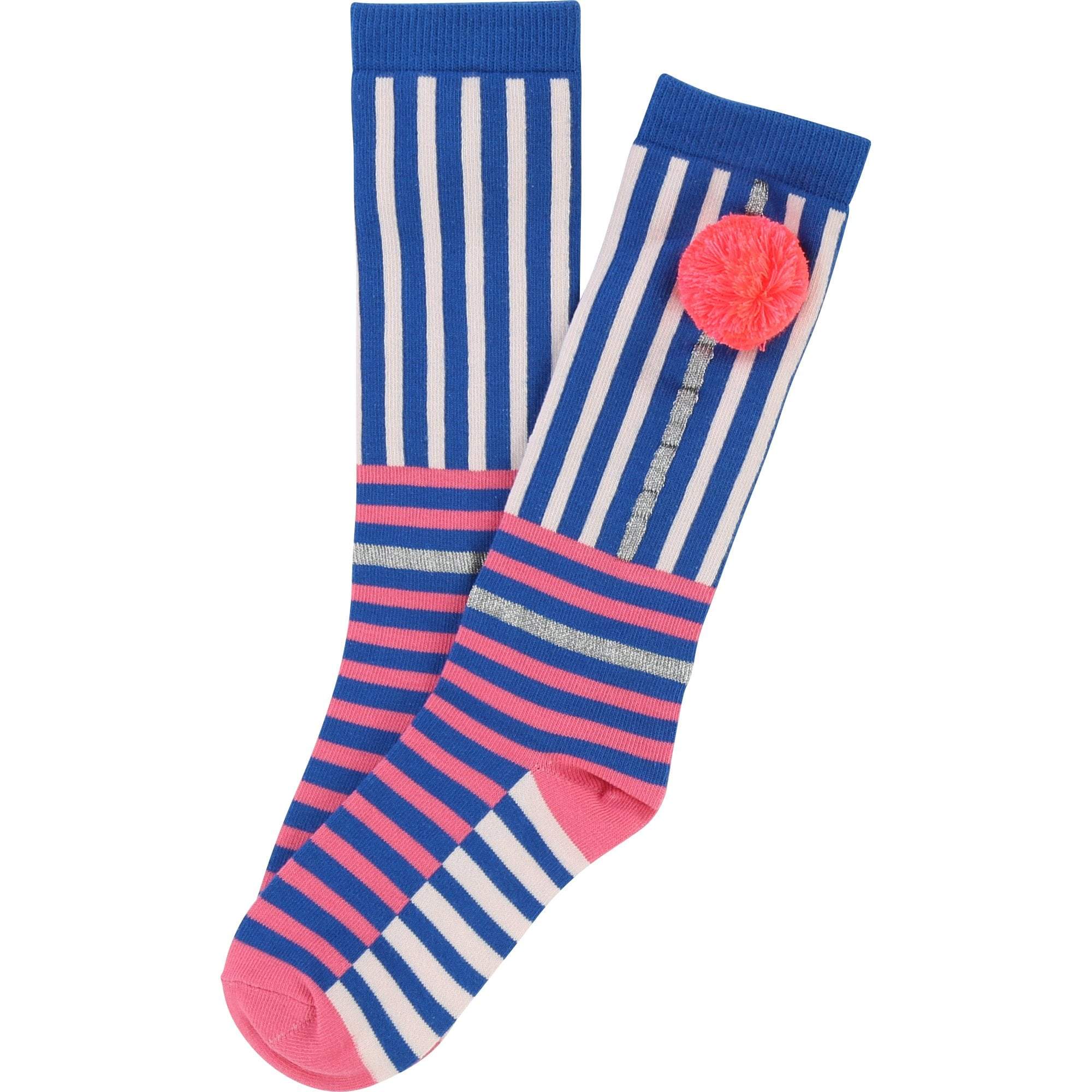 Billieblush Girls Blue & Pink Striped Socks