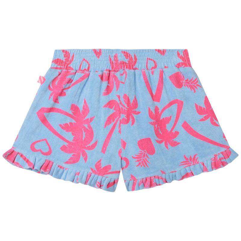 Billieblush Girls Pink & Blue Towelling Palm Tree Short