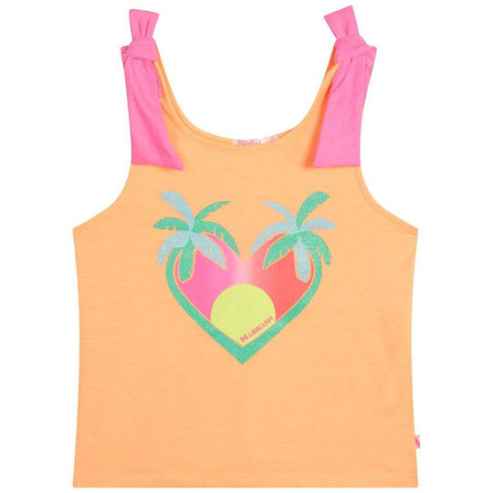 Girls Pink & Orange Palm Tree Tank Top