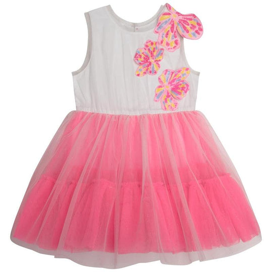 Girls Pink Sequinned Flower Dress