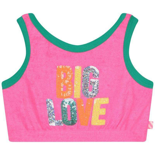 Girls Pink Towelling Crop Top
