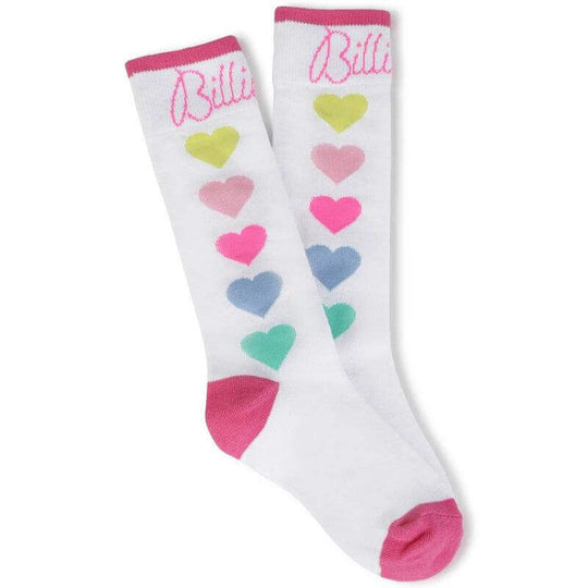 Girls White & Colourful Heart Socks