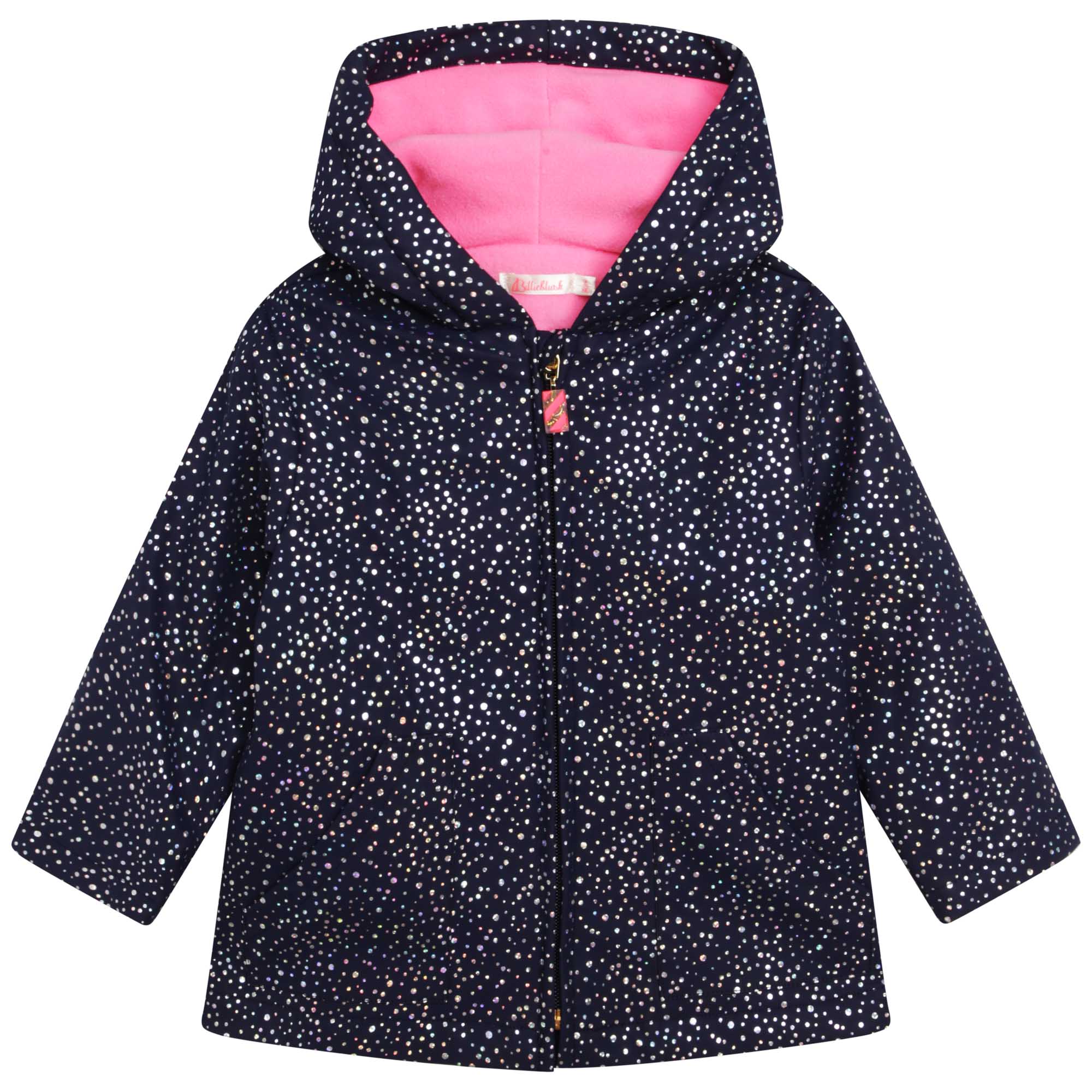 Billieblush girls Navy Glitter Dots Rain Coat