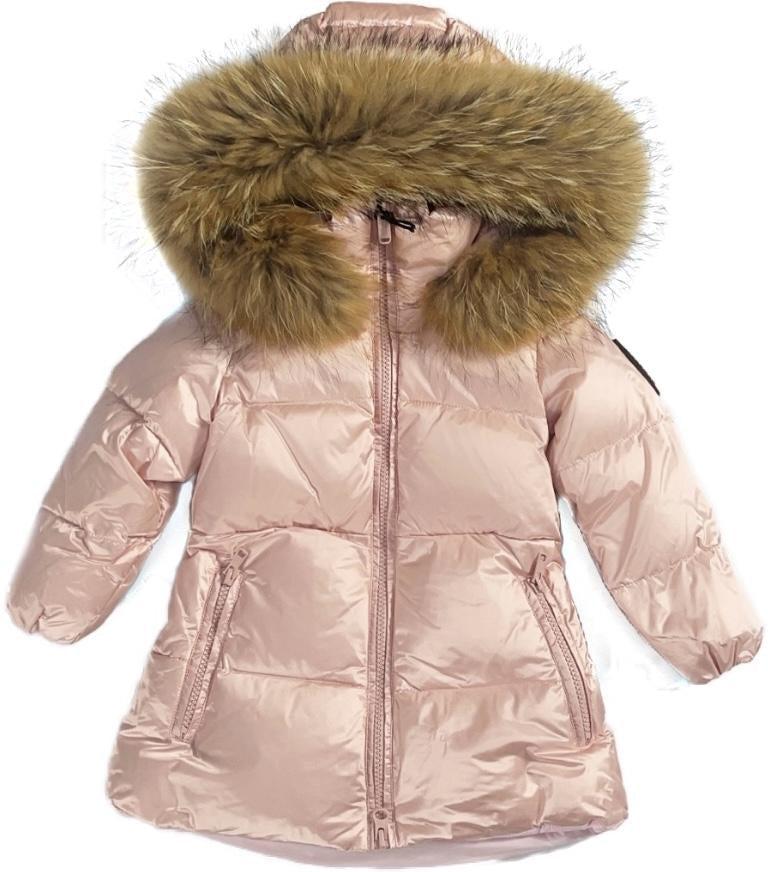 Bomboogie Girls Pink Hooded Jacket With Fur