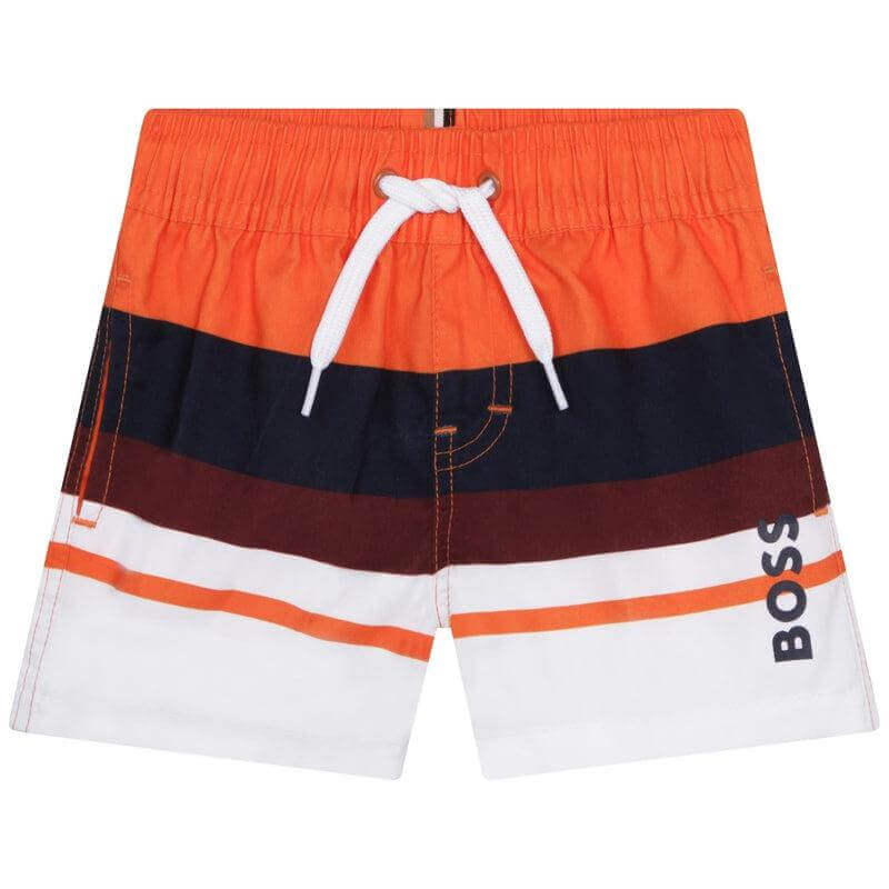 BOSS Baby Boys Orange Logo Swim Shorts