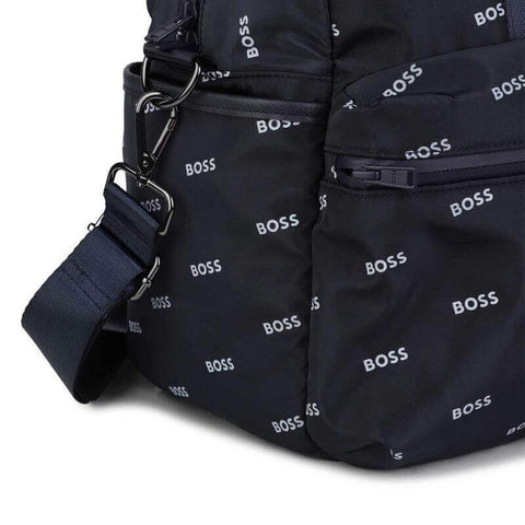 BOSS Black Navy Logo Baby Changing Bag & Mat