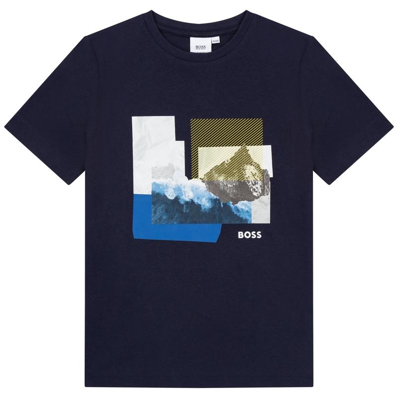BOSS Boys Black Print T-Shirt