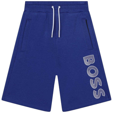 BOSS Boys Blue Logo Print Shorts