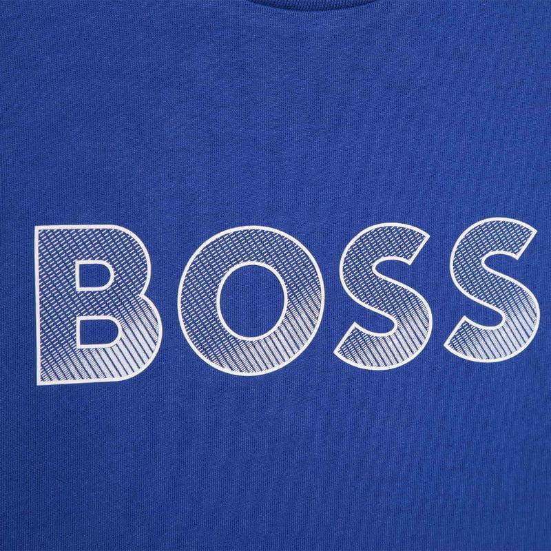 BOSS Boys Blue Logo Short Sleeve T-shirt