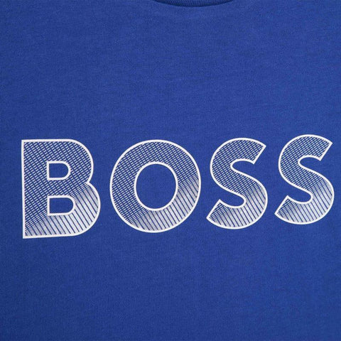 BOSS Boys Blue Logo Short Sleeve T-shirt