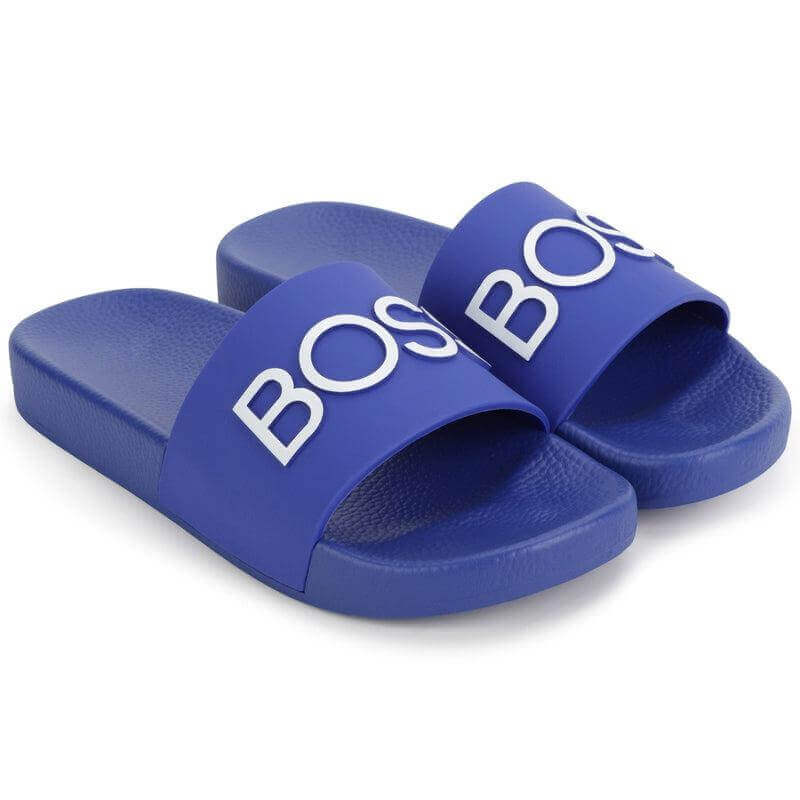 BOSS Boys Blue Logo Slides
